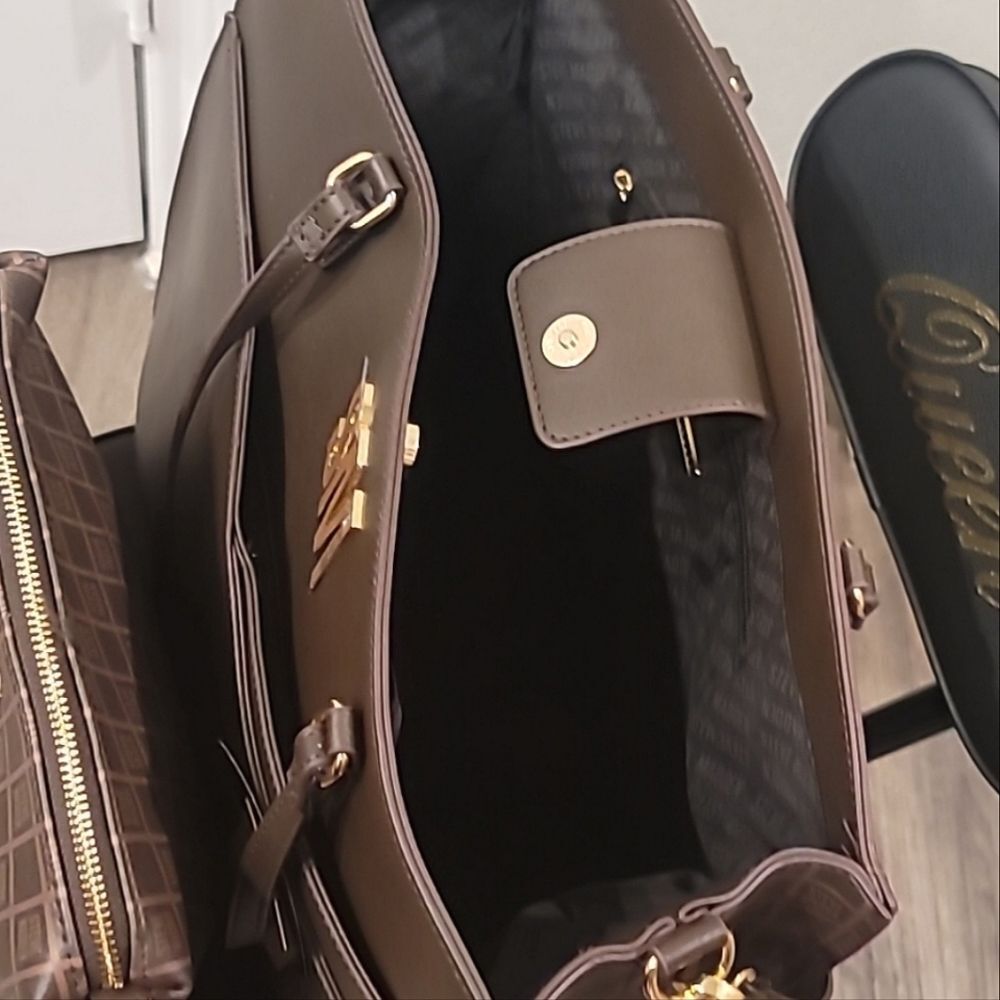Steve Madden BLivvy Tote Bag w/Detachable Crossbody- Brown - Picture 7 of 9